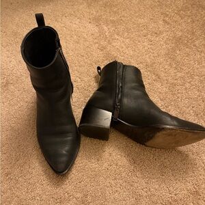 Black Genuine Leather Ankle Boots